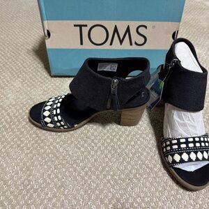 TOMS Black and White Heeled Sandals